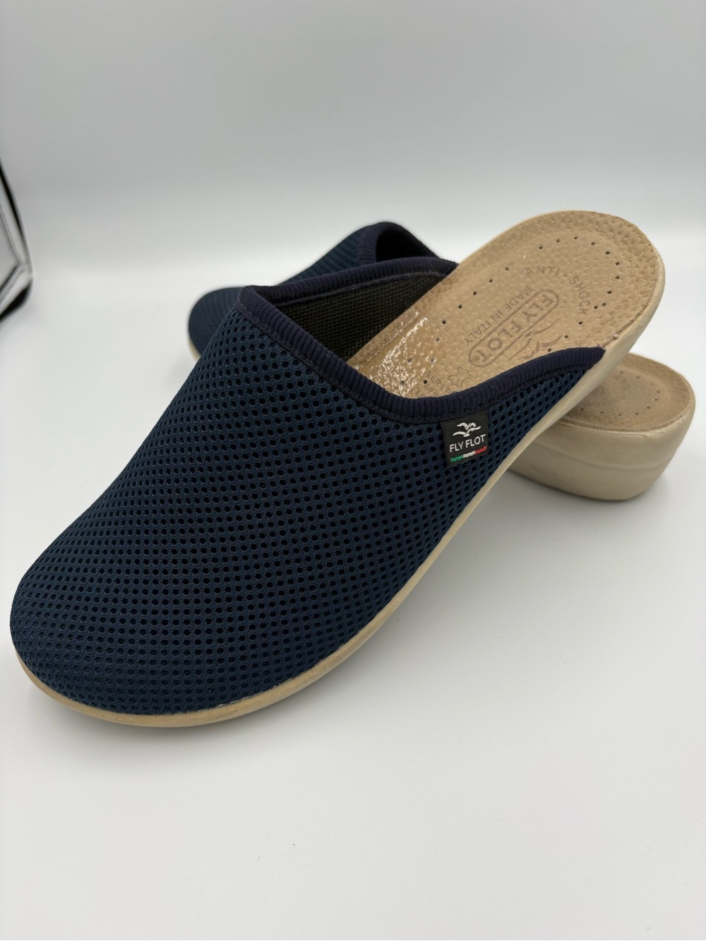 Women's Italian Fly Flot Navy Slip-On Comfort Clog. Womens size 9.5 US EU 40